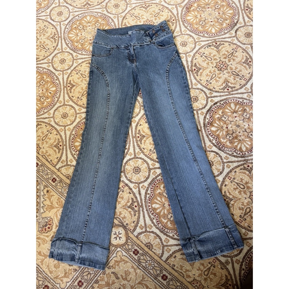 Vintage Jordache Low Rise Stretch Double Snap Buckle Cuffed Jeans 7/8 Retro EUC